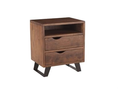 World Interiors Nottingham 23&quot; Wide 2-Drawers Black Acacia Wood Chest Nightstand WITZWNTHM2323