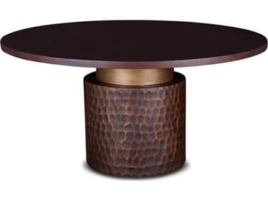 World Interiors Vallarta Round Wood Brown Two Tone Bronze Dining Table WITZWSCRD60TT