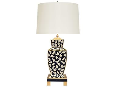 Worlds Away Black Leopard White Buffet Lamp WABIANCABLP
