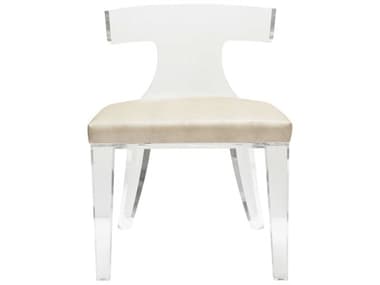 Worlds Away Leather Beige Upholstered Side Dining Chair WADUKEBG