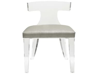 Worlds Away Leather Clear Upholstered Side Dining Chair WADUKEGRY