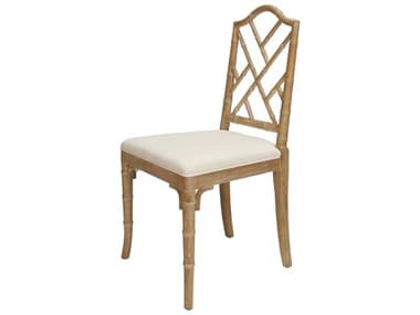 Worlds Away Oak Wood Brown Fabric Upholstered Side Dining Chair WAFAIRFIELDCO