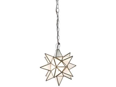 Worlds Away 12" Frosted Antique Brass White Glass Geometric Mini Pendant WAAGS812