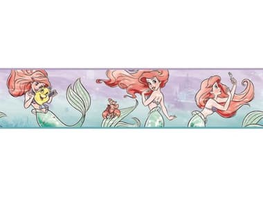 York Wallcoverings Disney Kids Vol-4 Purple / Red / Green Disney The Little Mermaid Ariel & Friends Wallpaper Border YWDI1016BD
