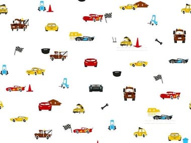 York Wallcoverings Disney Kids Vol-4 White Disney and Pixar Cars Racing Spot Wallpaper YWDI0921