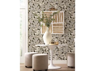 York Wallcoverings Modern Heritage 125th Anniversary Black / Gray Acanthus Toss Wallpaper YWNV5510