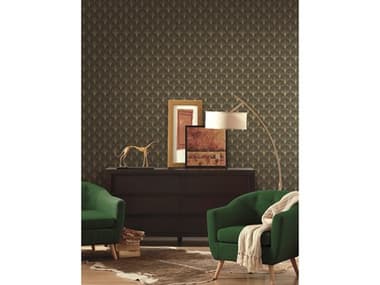 York Wallcoverings Modern Heritage 125th Anniversary Black / Gold Scalloped Pearls Wallpaper YWNV5548