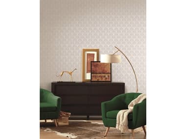 York Wallcoverings Modern Heritage 125th Anniversary Gray / White Scalloped Pearls Wallpaper YWNV5552