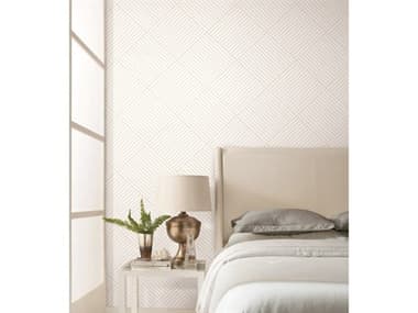 York Wallcoverings Geometric Resource Library White / Gold Twisted Tailor Wallpaper YWGM7564