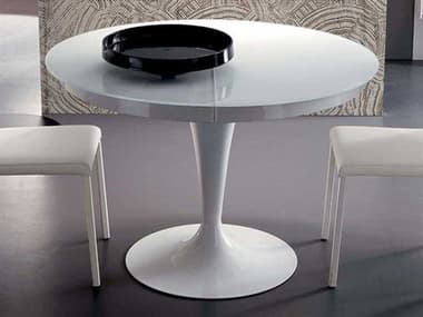 Yumanmod Elise High Gloss White 46.5'' - 64.2'' x 46.5'' Extendable Round Dining Table YMOZ010402