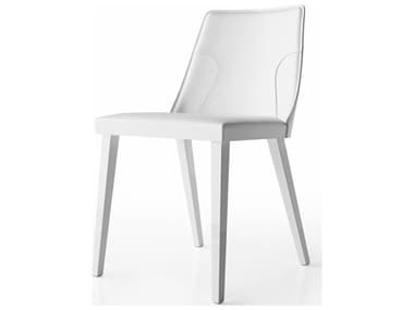 YumanMod Nora Leather Solid Wood White Upholstered Side Dining Chair YMBR020302E