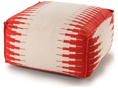 YumanMod 27" White Red Fabric Upholstered Ottoman YMET3147070102