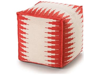 YumanMod 17" White Red Fabric Upholstered Ottoman YMET3154545102