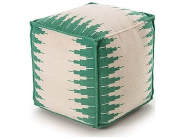 YumanMod 17" White Green Fabric Upholstered Ottoman YMET3154545103
