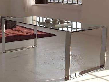 YumanMod Ringo Rectangular Glass Chrome Clear Dining Table YMOR0108CH