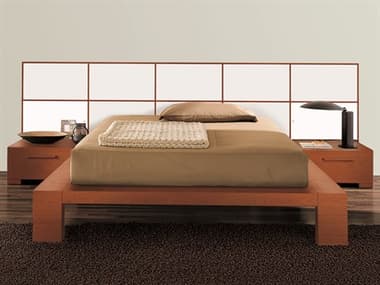 YumanMod Wynd White / Cherry Platform Bed with Lights YMCR53CONF2