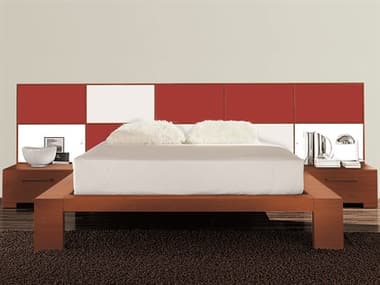 YumanMod Wynd Cherry / Red White Platform Bed with Lights YMCR53CONF6