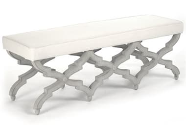 Zentique 57" White Fabric Upholstered Accent Bench ZENLIS1318100