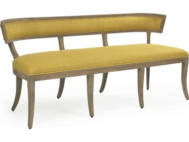 Zentique 62" Yellow Raw Silk Fabric Upholstered Accent Bench ZENLISH1418130YELLOW