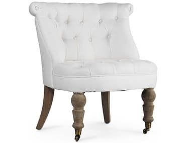 Zentique Rolling 26" White Fabric Accent Chair ZENCF003E272IW90