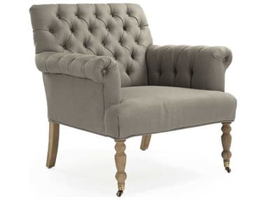 Zentique Lorraine Grey Linen Rolling Accent Chair ZENZEN026E272A048