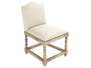 Zentique Aria Oak Wood Beige Fabric Upholstered Side Dining Chair ZENZEN101E272A003
