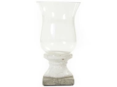 Zentique Distressed Off-White 17'' High Candle Holder with Crackle Glaze Base ZEN4614MA25A