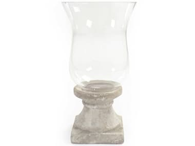Zentique Distressed Off-White 17'' High Candle Holder with Cement Base ZEN4614MA292