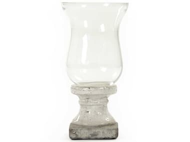 Zentique Distressed Off-White 13'' High Candle Holder with Crackle Glaze Base ZEN4614SA25A