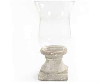 Zentique Distressed Off-White 13'' High Candle Holder with Cement Base ZEN4614SA292