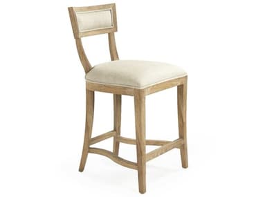 Zentique Carvell Fabric Upholstered Oak Wood Natural Cream Linen Counter Stool ZENCF28230COUNTERE272A015A