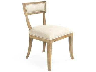 Zentique Carvell Oak Wood White Fabric Upholstered Side Dining Chair ZENCF282E272A015A
