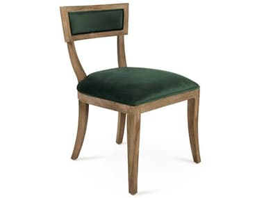 Zentique Carvell Oak Wood Green Fabric Upholstered Side Dining Chair ZENCF282E272V093