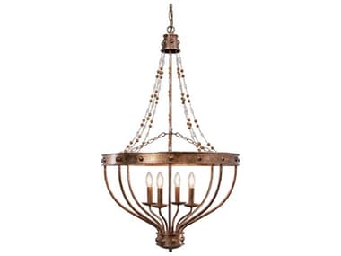 Zentique 4-Light Distressed Gold Leaf Glass Candelabra Empire Chandelier ZENZD64494OBS