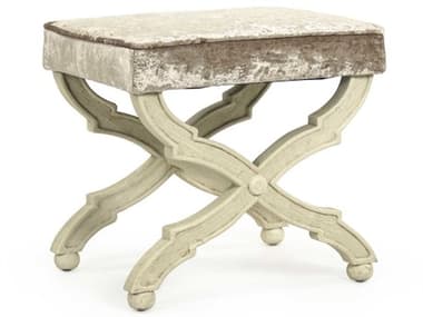 Zentique Crescenzo 20" Crushed Champagne Velvet Brown Fabric Upholstered Accent Bench ZENCF162309A