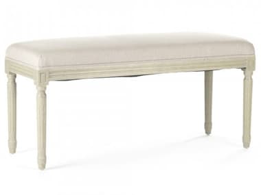 Zentique Lille 40&quot; Natural Linen White Fabric Upholstered Accent Bench ZENB0142571A003