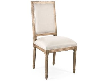 Zentique Louis Tufted Oak Wood Beige Fabric Upholstered Side Dining Chair ZENFC0104E255A003