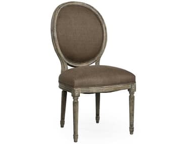 Zentique Medallion Oak Wood Brown Fabric Upholstered Side Dining Chair ZENB004E272A008