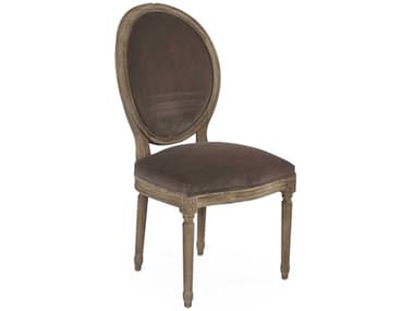 Zentique Medallion Oak Wood Brown Fabric Upholstered Side Dining Chair ZENB004E272V011