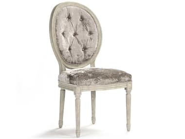 Zentique Medallion Oak Wood Gray Fabric Upholstered Side Dining Chair ZENB004Z309A