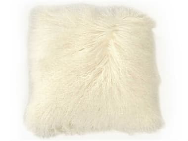 Zentique Tibetan Ivory 20'' x 20'' Lamb Fur Pillow ZENZTLFCIVORY