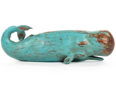 Zentique Distressed Turquoise / Brown 18" Sperm Whale Sculpture ZENSHI007