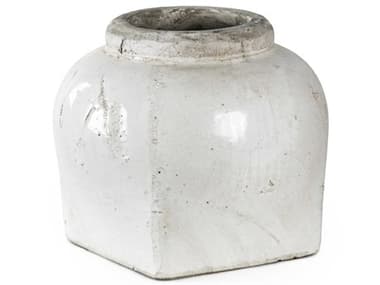 Zentique Distressed White 11'' Wide Jar ZEN4982MA25A