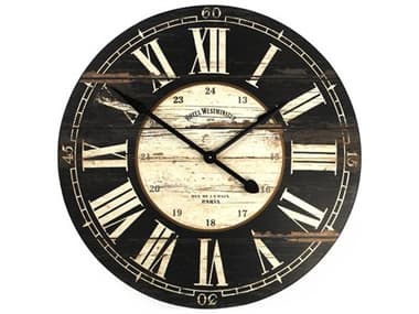 Zentique Antique Black Wooden Wall Clock ZENPC010