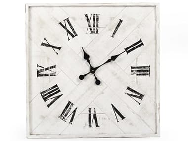Zentique Distressed White / Black Corbett Wall Clock ZENPC059
