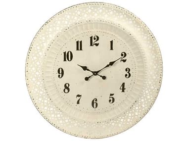 Zentique Antique Off-White Iron Cutout Clock ZENPC090