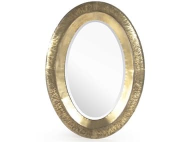 Zentique Jenna Distressed Gold 31''W x 42''H Oval Wall Mirror ZENELT150279