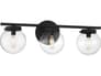 Savoy House Meridian Matte Black Three-Light Vanity Light with Clear ...