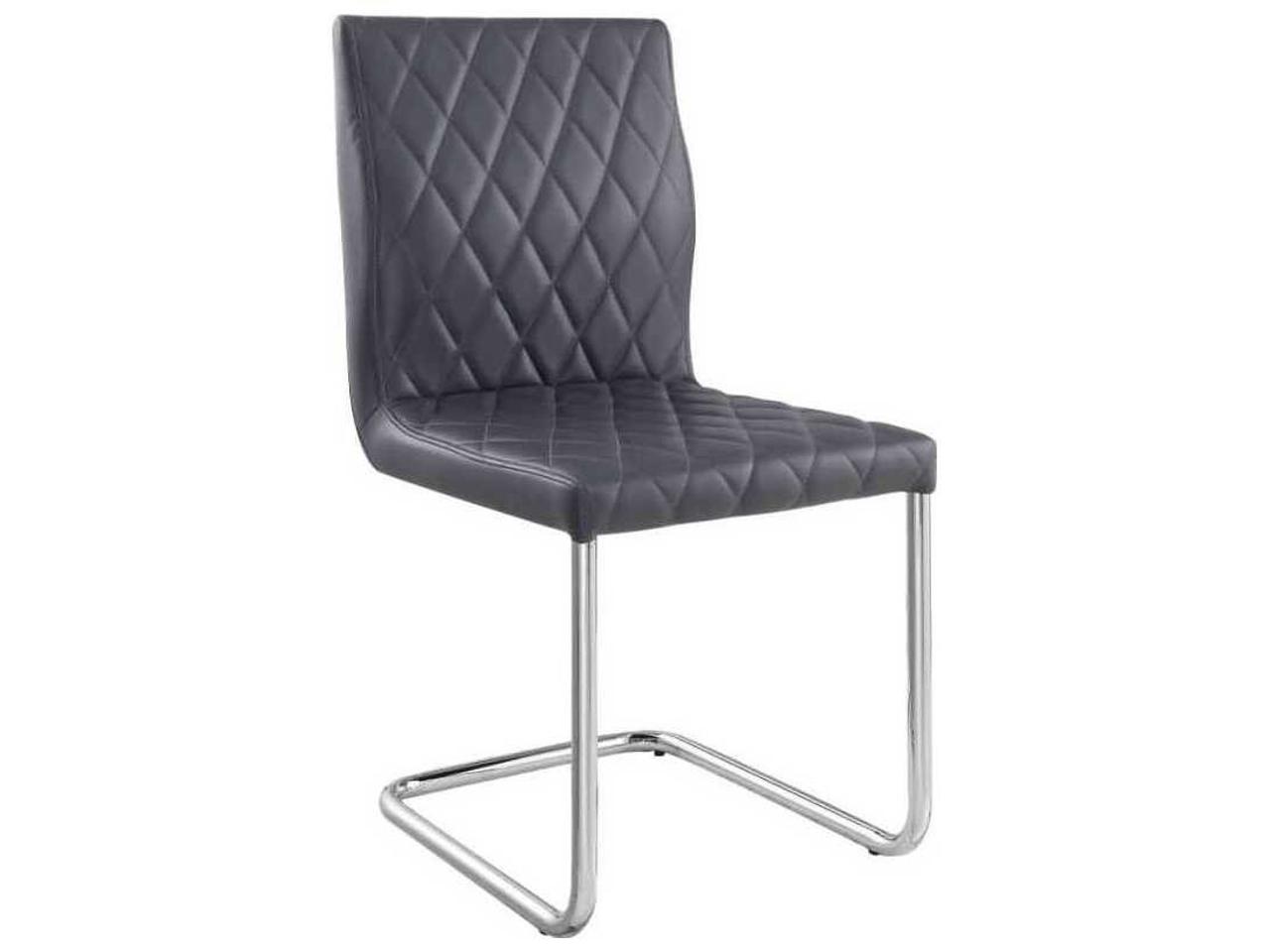 Acme Furniture Ansonia Gray Leather Armless Dining Chair Set of 2 ...