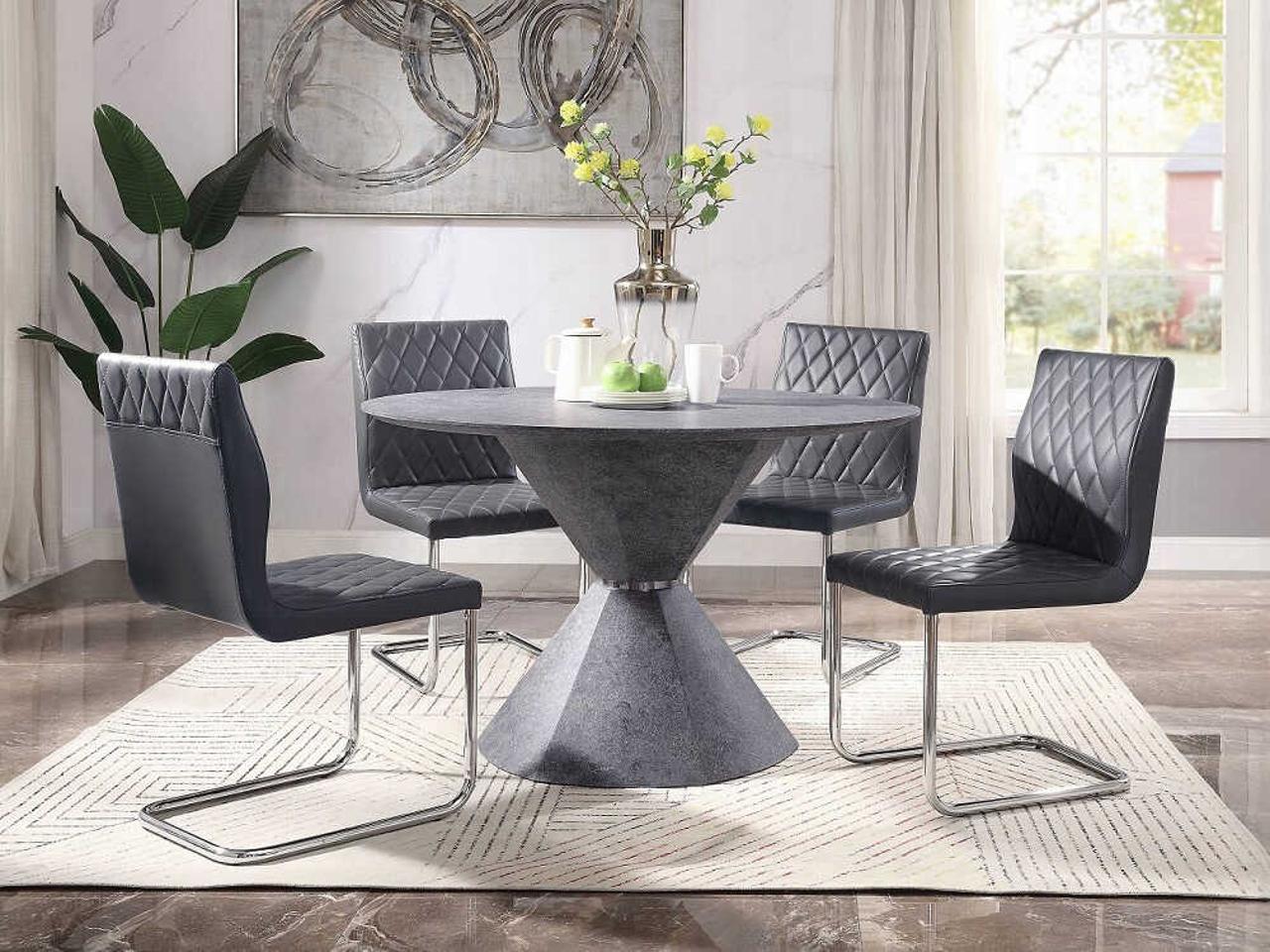 Acme Furniture Ansonia Gray Leather Armless Dining Chair Set of 2 ...
